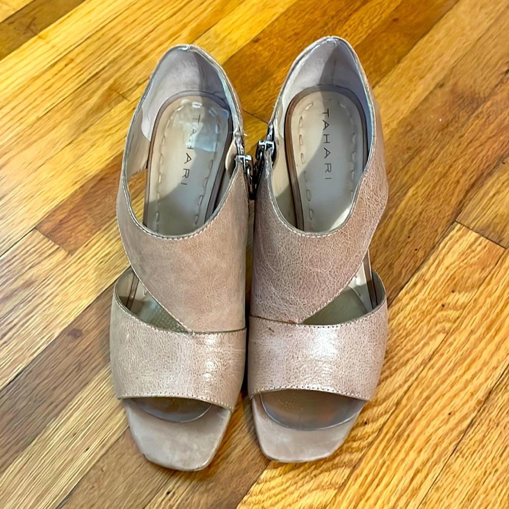 Tan Leather Block Heels